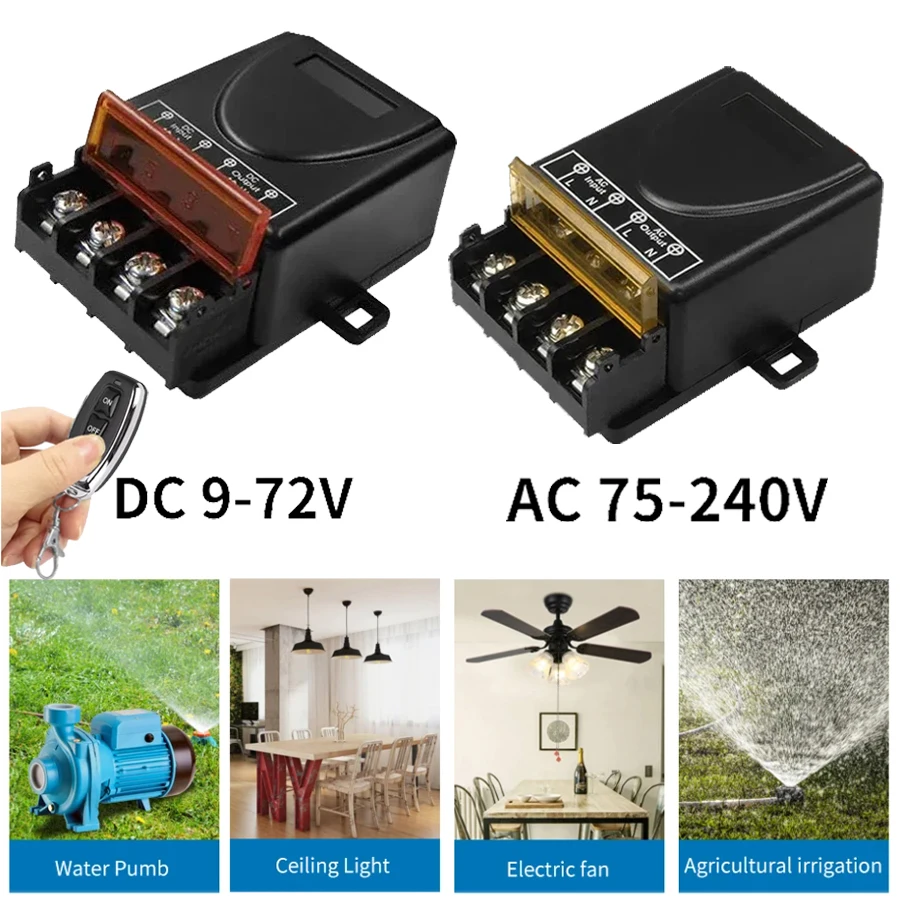 DC 12V 24V 433Mhz RF Wireless Remote Control Switch AC 110V 220V Relay 1CH Receiver DIY Module For Water Pumb LED Lamp Door Fan