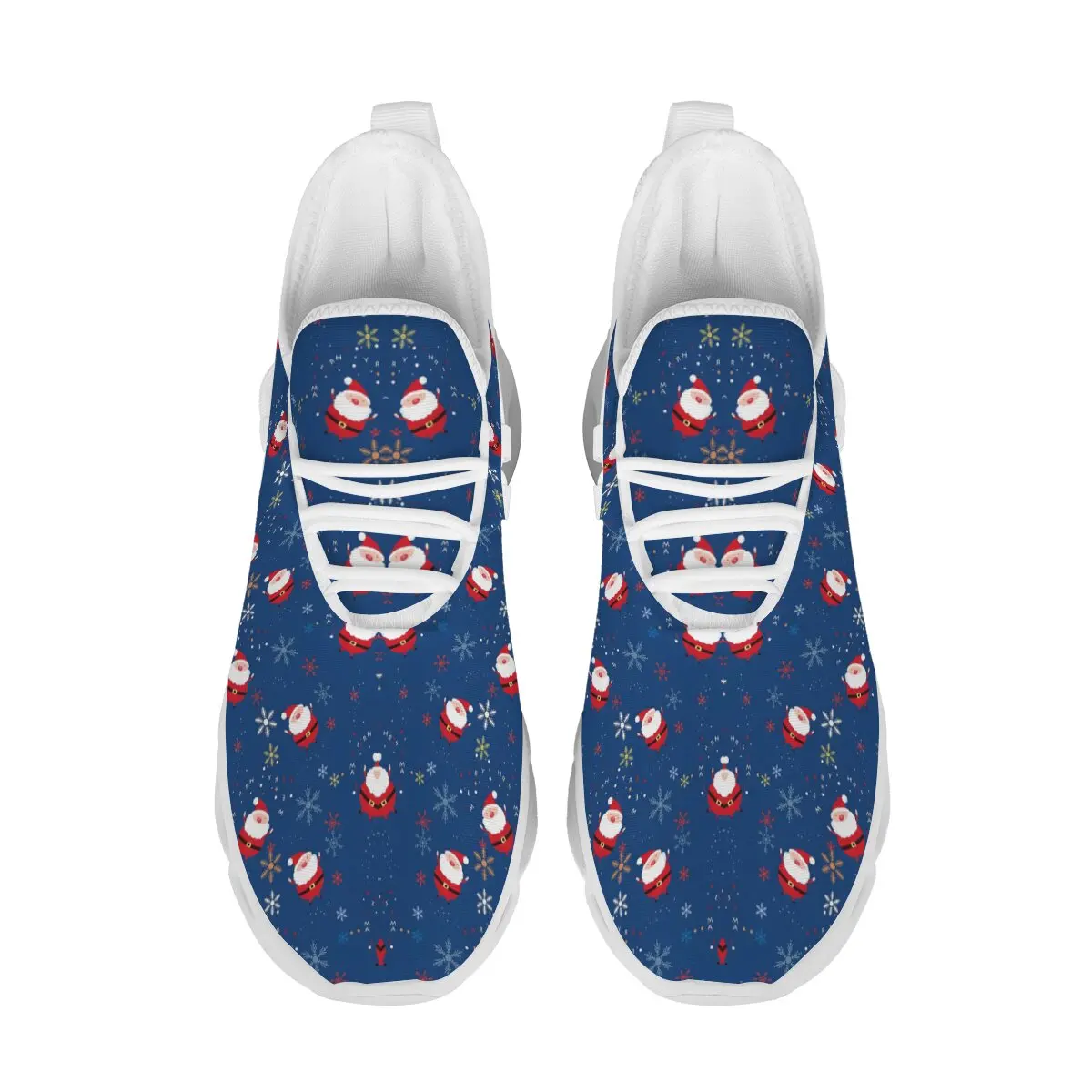 Повседневная теннисная обувь для женщин, темно-синие кроссовки с принтом Санта-Клауса и снежинки, нескользящие удобные кроссовки для бега