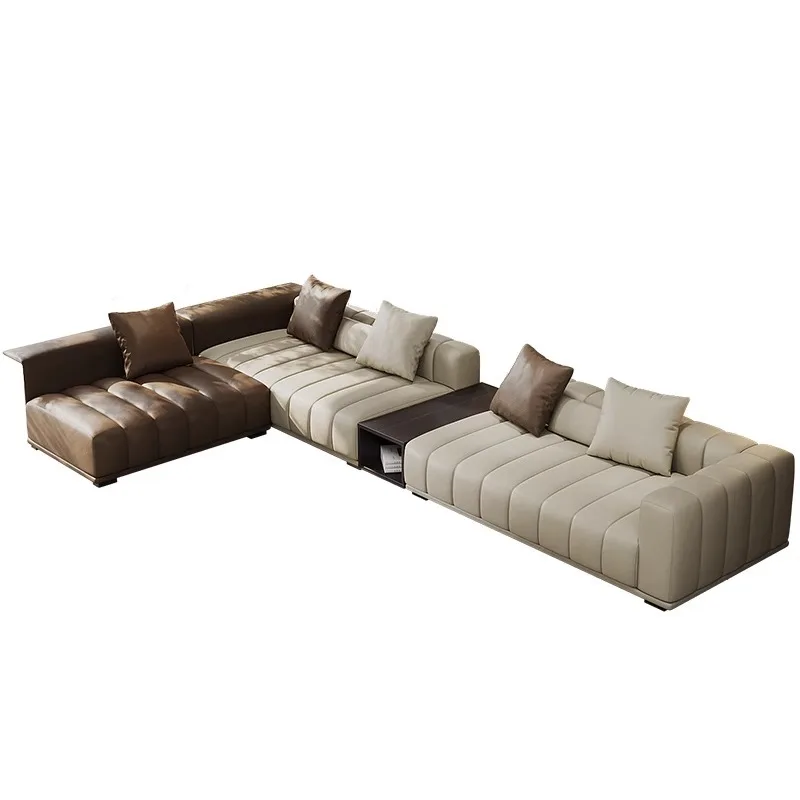 

Italian simple piano key sofa, light luxury minimalist large apartment leather
