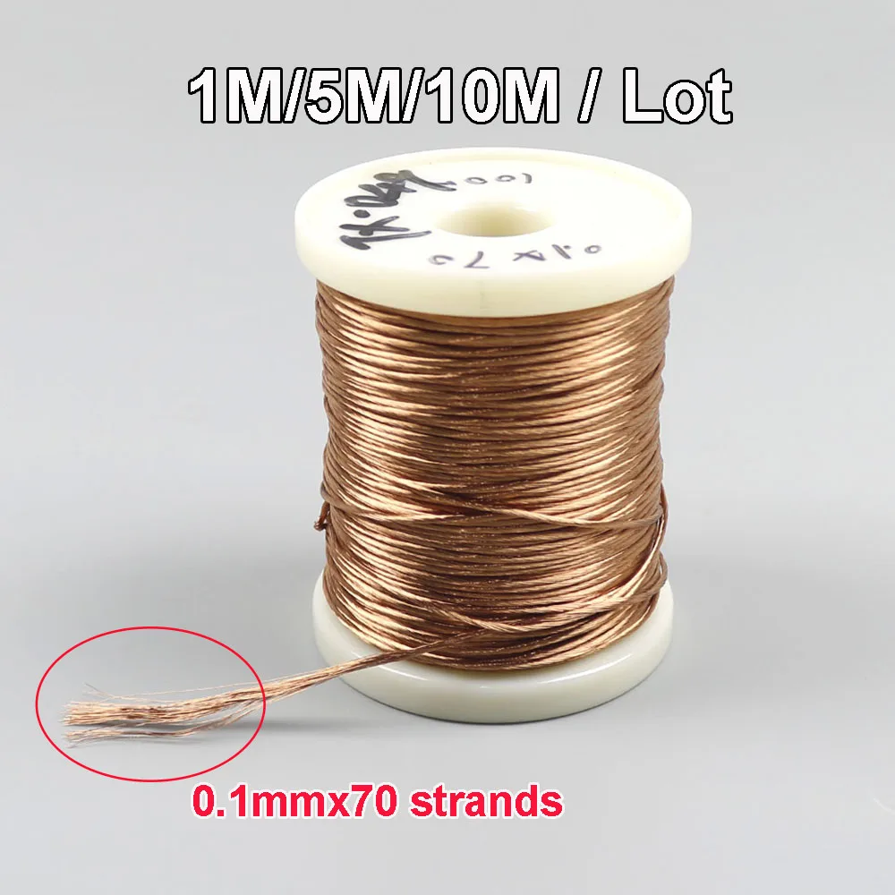

0.1x70 Shares Litz Wire Multi strand polyurethane Enamelled Copper Wire Braided Multi-Strand Wire 1/5/10 Meters/pc