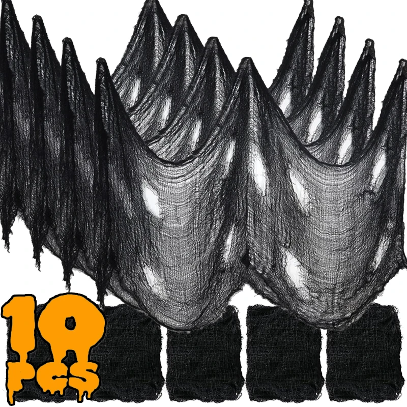 

10/1PCS Halloween Black Gauze Yarn Creepy Cloth Horror House Scary Party Gothic Prop Outdoor Home Halloween Party Decor Supplies