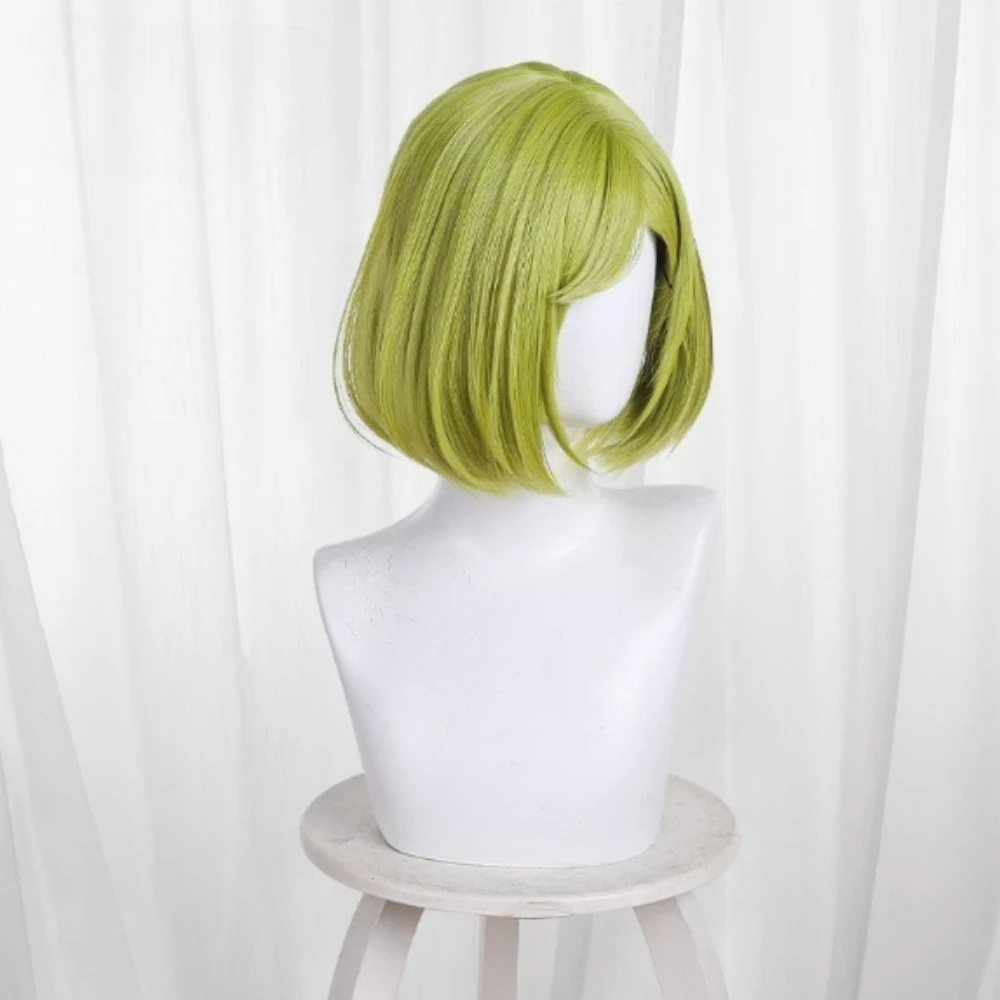 Pointy Hat's Magic Workshop Coco Synthetic High-Temperature Fiber Grass Green 3:7 Part Comic Convention Bob Cut Cosplay Wig