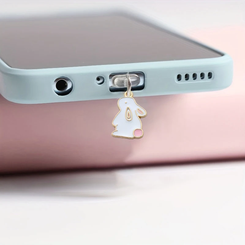 Mobile phone dust plug alloy rabbit paw fashionable and cute pendant data cable charging port plug