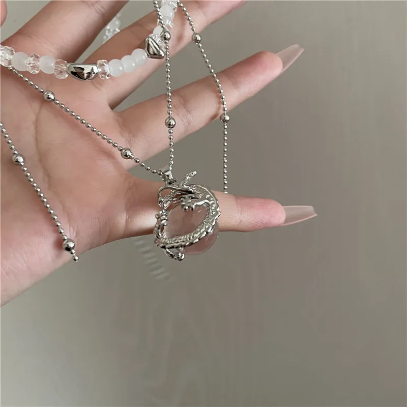 Minority design guchao wind complex Gulong new Chinese shanhaijing dragon pattern guofeng necklace clavicle chain  free shipping