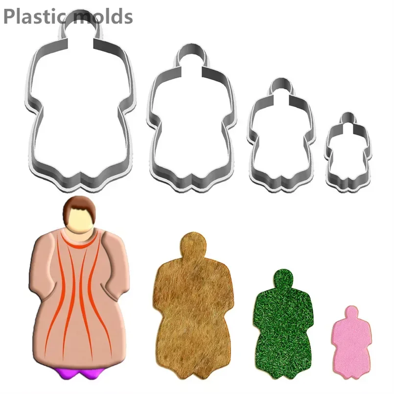 

Four Specifications Cartoon Gingerbread Human,Big Woman,Plastics Mould,Cake Fondant Tool,Cookie Sushi and Fruits Cutters