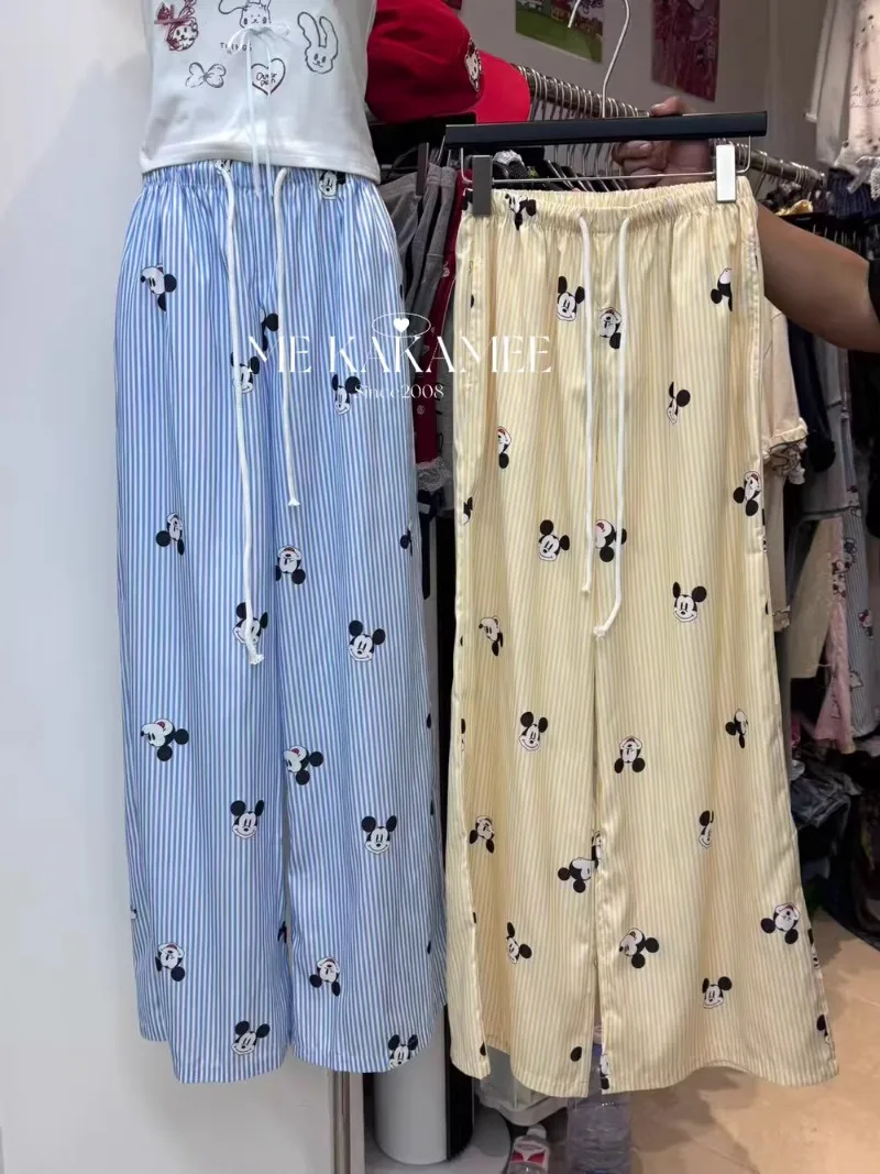 2025 Korean Style High Waist And Thin Cartoon Wide-leg Pants Versatile Age-reducing Floor Casual Loose Thin Trousers For Women