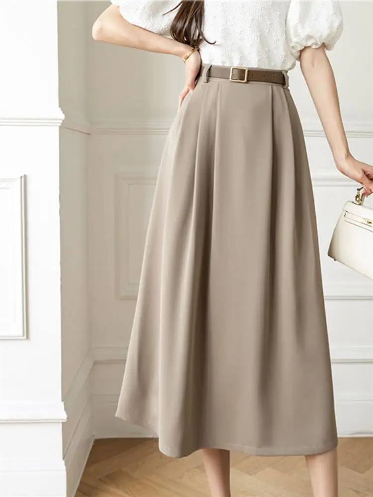 

Новая летняя плиссированная юбка-миди А-силуэта с завышенной талией для женщин, модель 2023 года, для офиса и повседневной носки, для фигуры типа «груша»