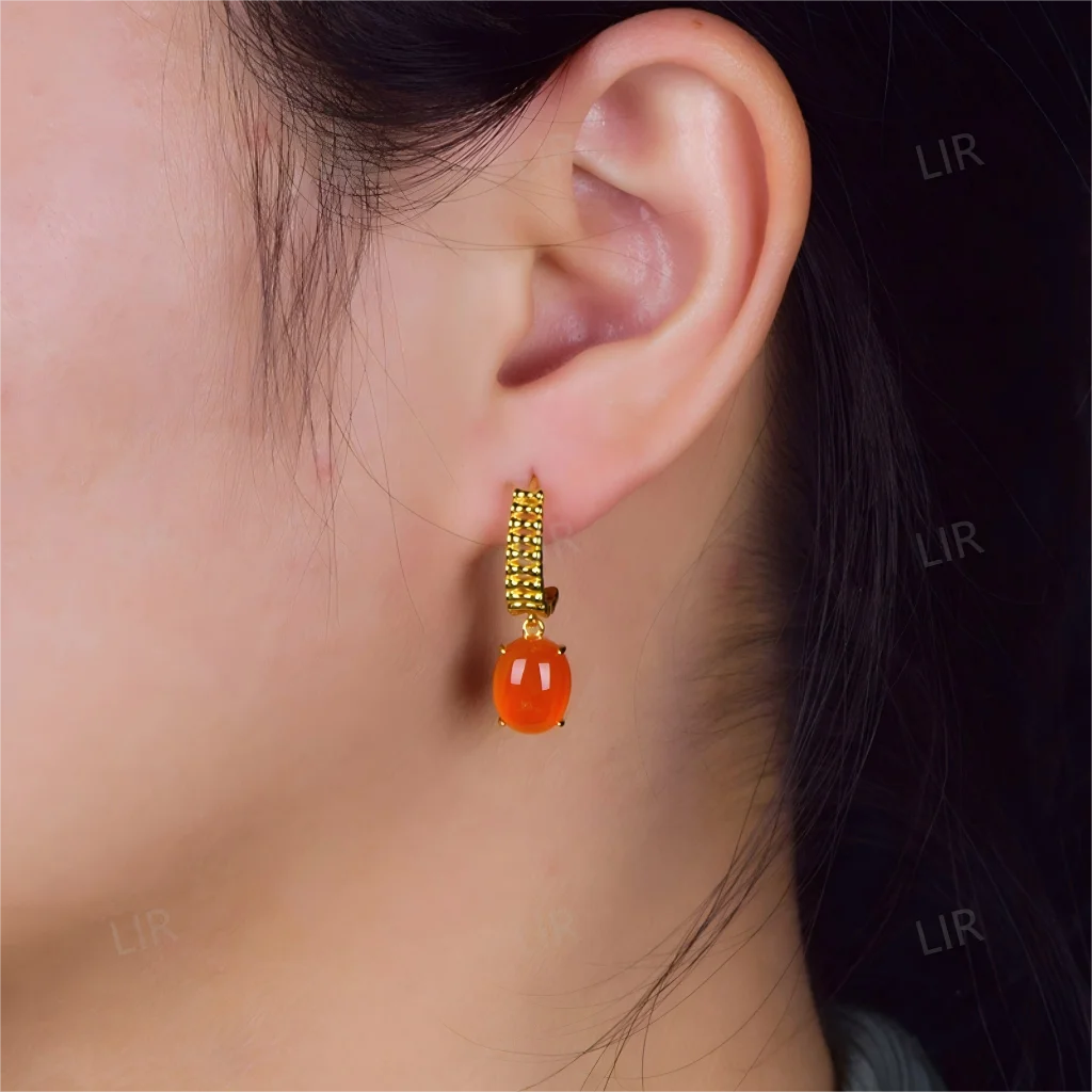 أقراط LIR النسائية: تصميم بسيط على شكل عظمة الثعبان Nanhong الطبيعية الكبيرة |   تتضمن شهادة الأحجار الكريمة