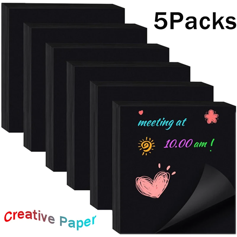 50 hojas/paquete de papel creativo, notas adhesivas negras, almohadillas de notas autoadhesivas, Bloc de notas publicado, suministros de papelería para escuela, hogar y oficina