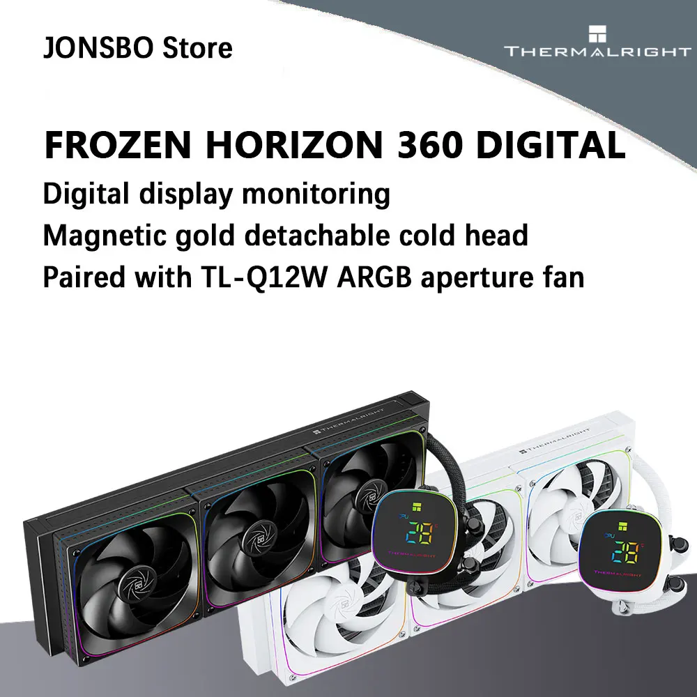 Thermalright FROZEN HORIZON 360 إصدار شاشة ديجيتال معدن مغناطيسي قابل للفصل برأس بارد مروحة عالية الأداء تدعم LGA1851