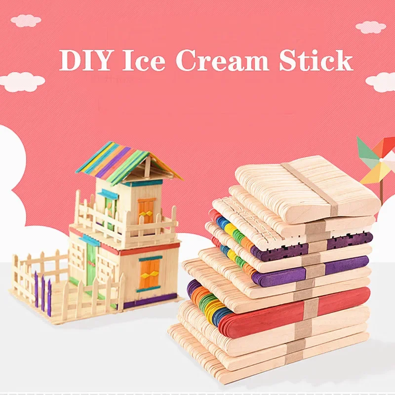 Wholesale 50Pcs/Lot Popsicle Stick Ice Cube Maker Cream Tools Model Special-Purpose Wooden Craft Stick Lollipop Mold Accessories