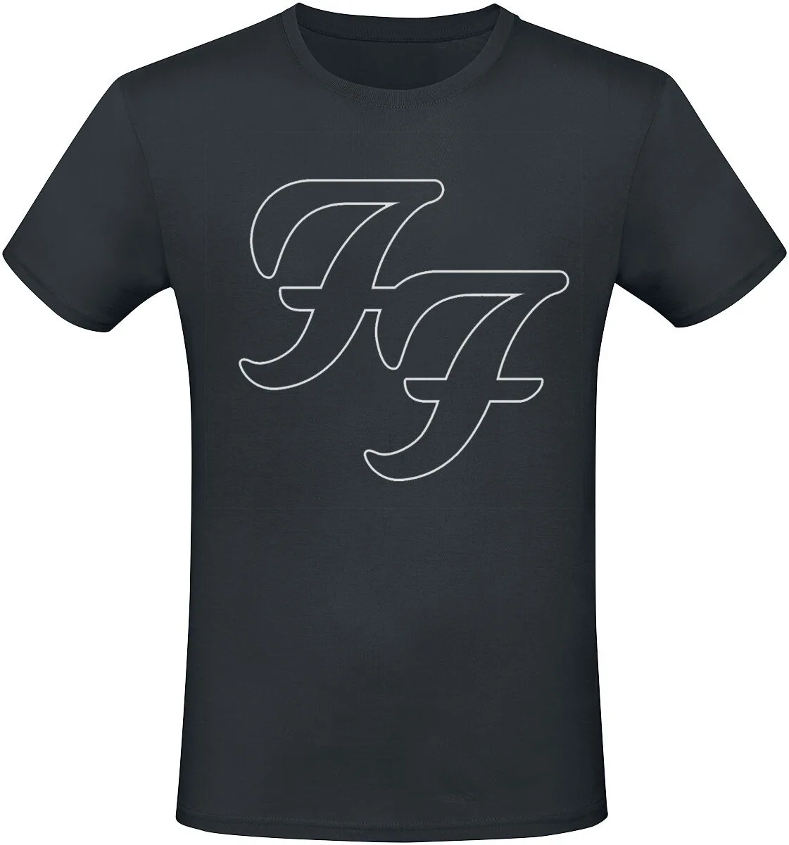 Foo Fighters Vintage FF Logo & Stars Print T-Shirt, 100% Cotton Unisex Rock Fans Tee