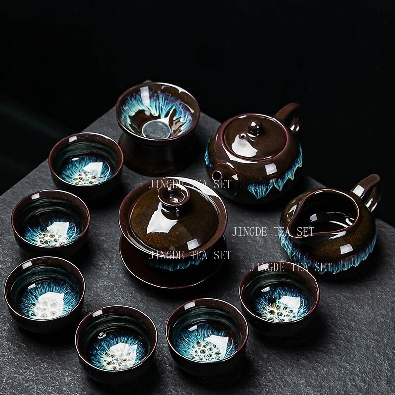 

Kung Fu Tea Set Office Reception Chinese Tea Pot Ceramic Covered Bowl Transforming Kiln Into A Teacup Tea Tasting Cup