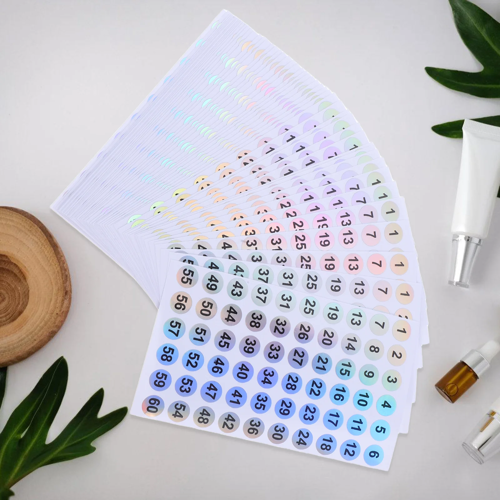Picture 7: 50Pcs Sequential Number Stickers Round 01-60 Waterproof Easy Identification Labels for Time Clock Inventory Organization Number