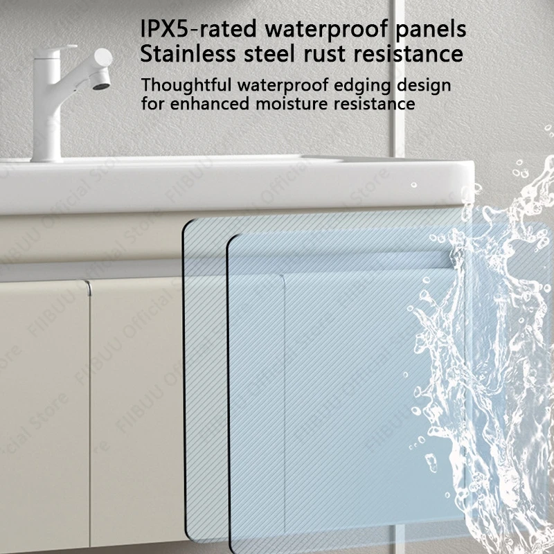 Современный туалетный столик для ванной комнаты со встроенной керамической раковиной, комбинированный настенный плавающий зеркальный шкаф, сливной смеситель