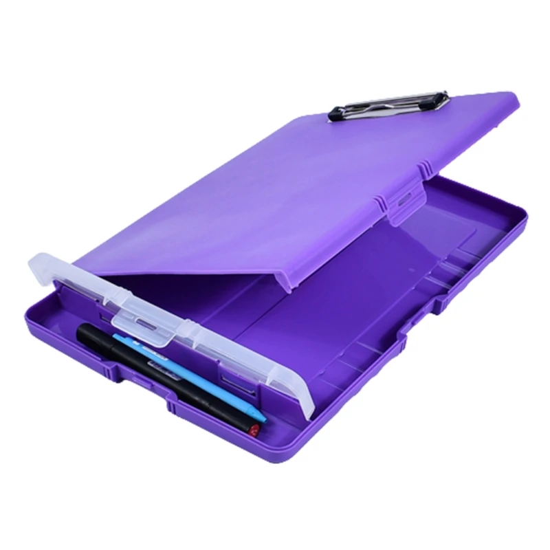 Portable File Case with Clipboard and Pen Box Document File Folder for Office Hospital Factory Warehouse