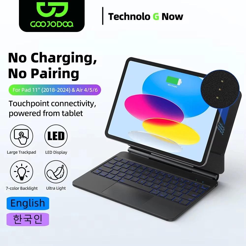 

Smart Pogo Pin Keyboard case for iPad Air 11 2025 M3 for iPad Air 6 11 2024 Pro 11 2018-2024 Air 4 Air 5 10.9 Trackpad Keyboard