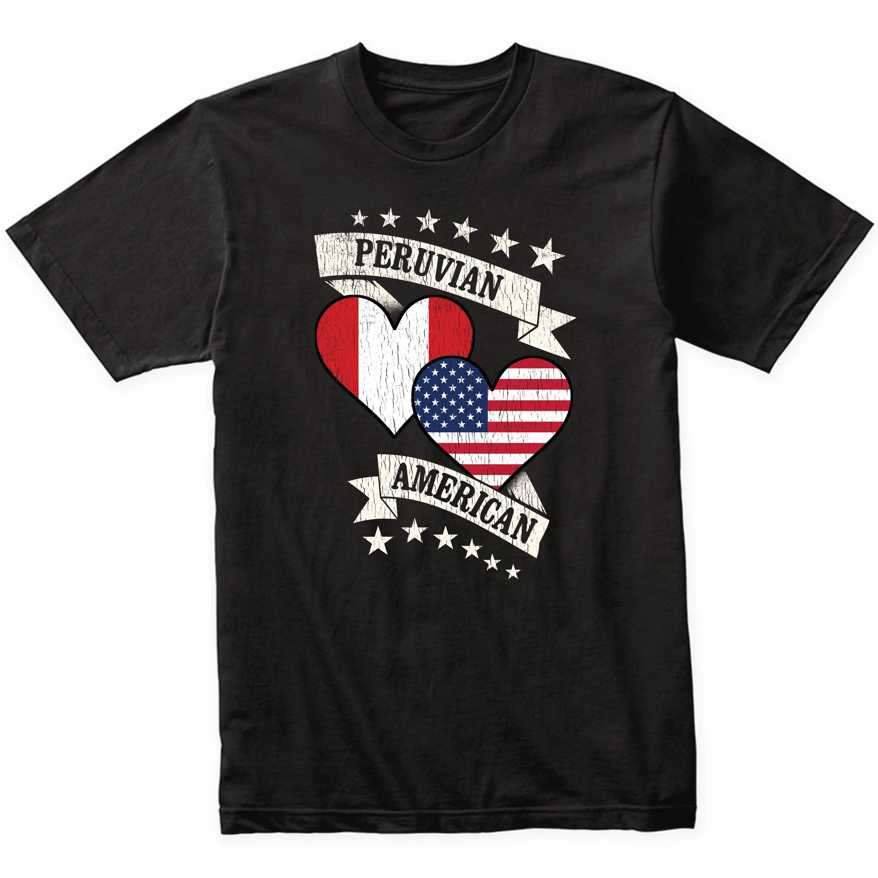 Peruvian American Heart Flags Peru USA T Shirt Idea Flag