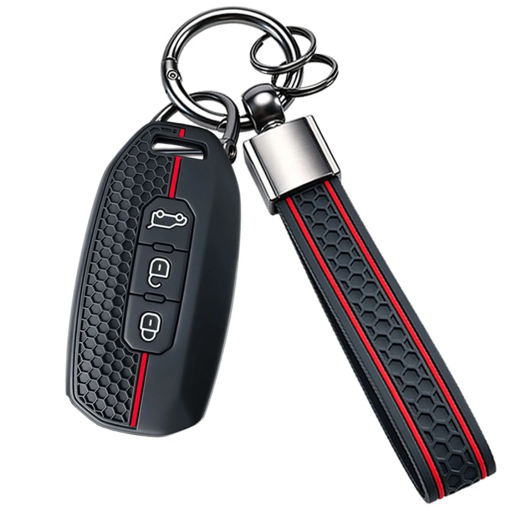 Keychain Silicone Car Fob Key Cover Shell Holder for Ford Transit Custom Territory EcoBoost 2017-2021 Protector Case 3 Button