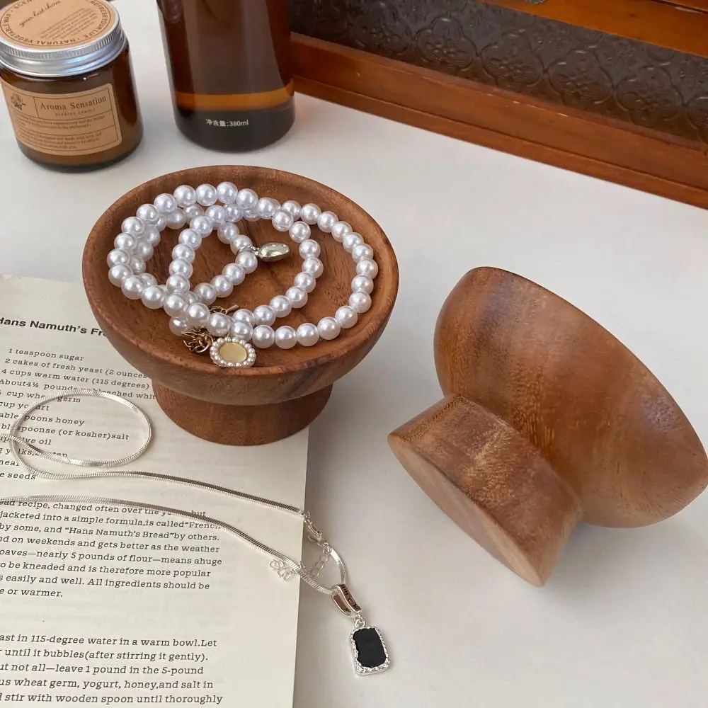 

Retro Wood Jewelry Display Tray Tall Tray Irregular Shape Jewelry Storage Tray Dim Sum Tray Ear Studs Case Wooden Fruit Tray