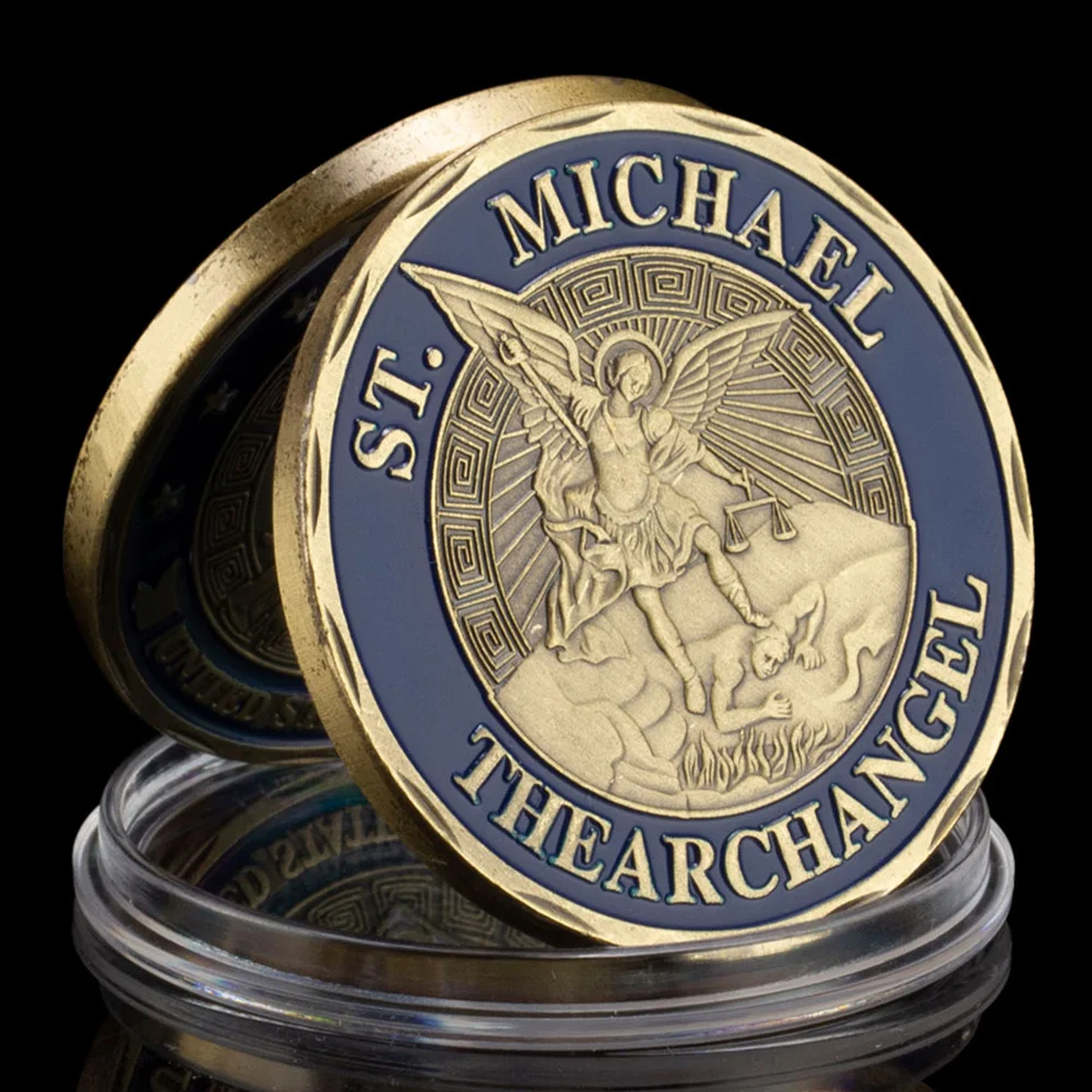 تذكار شرطة أمن القوات الجوية الأمريكية ، عملة مطلية بالبرونز ، مدافعون عن سلاح سانت ميشال الملائكة ، عملة التحدي