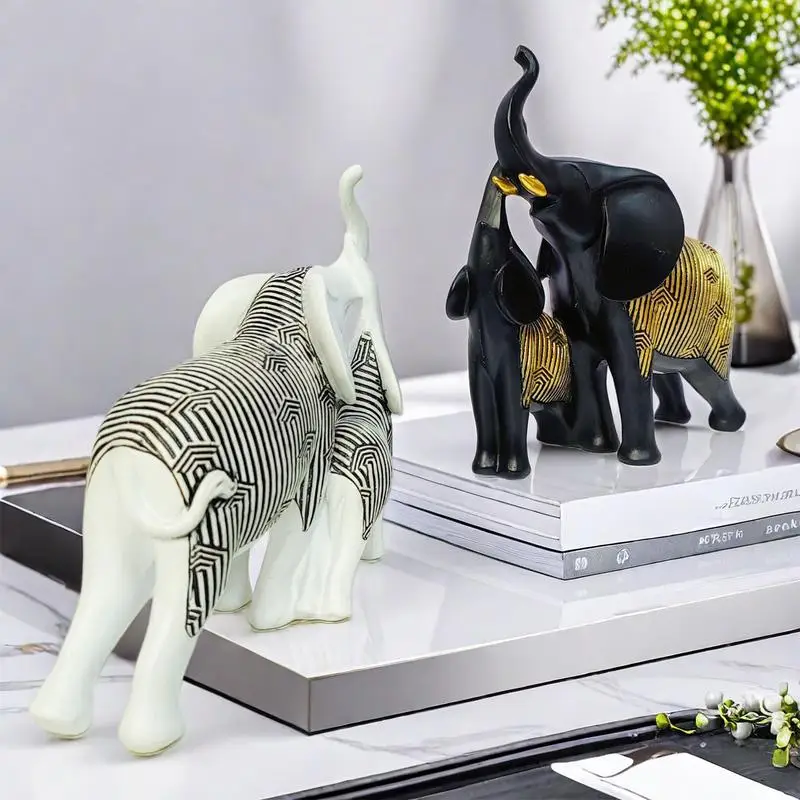 Elephant Figurine Mother And Child Elephant Ornaments Elephant Statue With Baby For Nursery Feng Shui Elephant Statue For Wealth