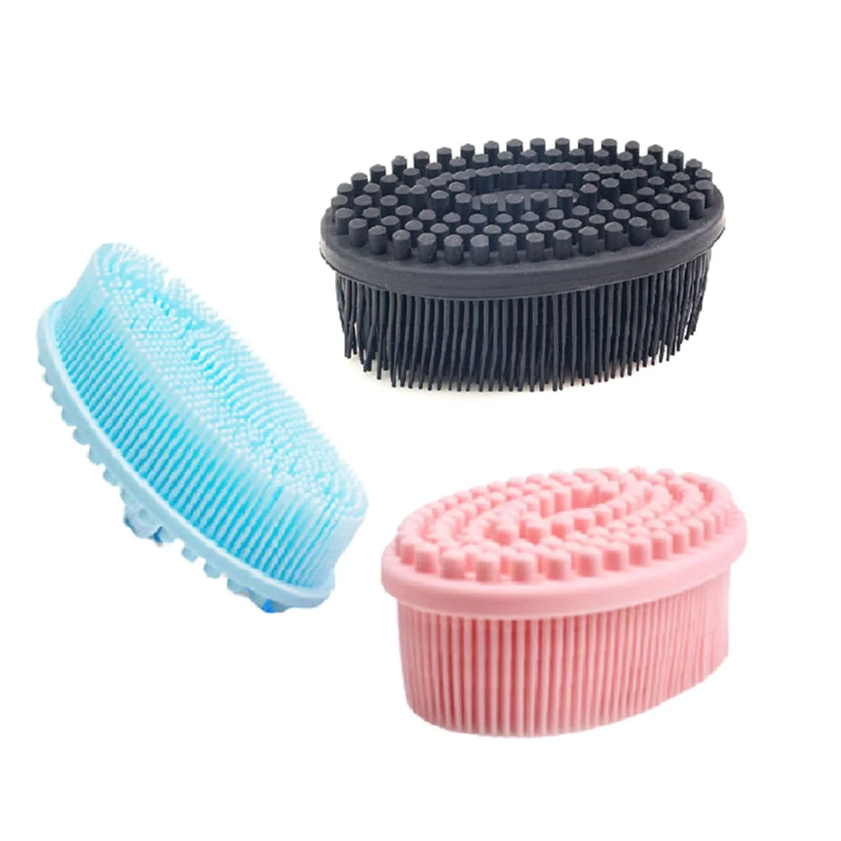 3-Pack Silicone Body Scrubber Exfoliating Body Scrubber Soft Silicone Loofah Body Scrubber Massage Bath Shampoo Brush