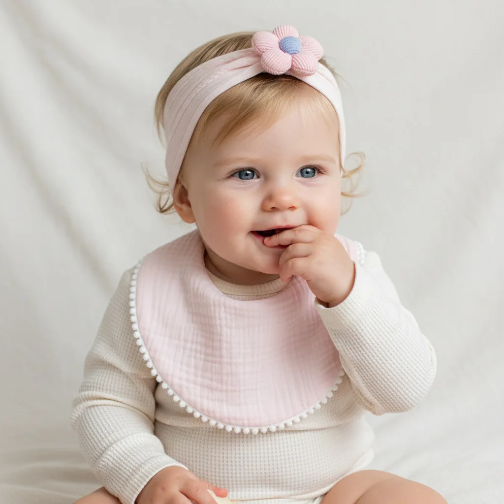 

Набор: повязка на голову для малышей и слюнявчик-нагрудник из чистого хлопка, однотонный, регулируемый, для новорожденных, для мам и малышей, детский товар