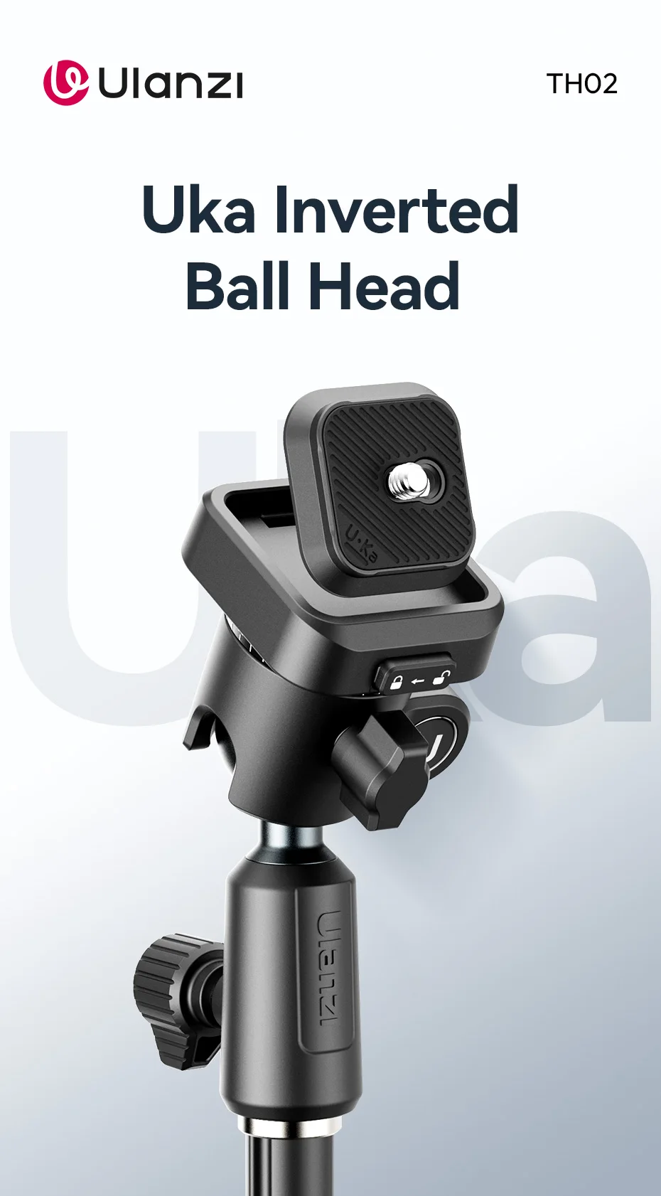 Ulanzi TH02 Uka Inverted Ball Head für Foto-DSLR-Kamera 360° ° Schwenkschale Uka, horizontale, vertikale Schaltung mit Schnellverschluss – Detail 1