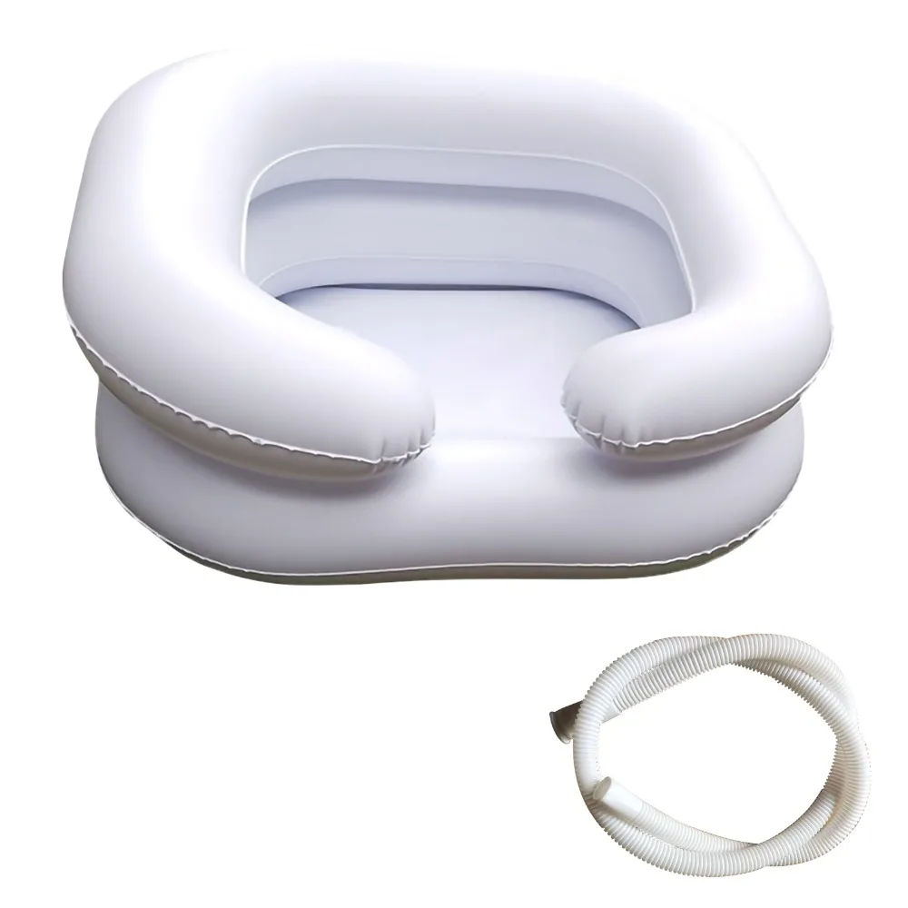 Convenient With Tube Inflatable Shampoo Basin PVC Material White Shampoo Bowl Inflatable Hair Basin For Disabled