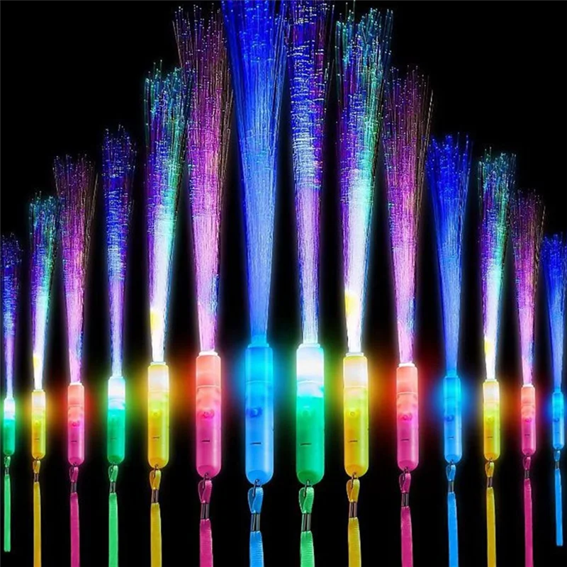 Bacchette in fibra ottica da 24 pezzi Bacchette in fibra ottica con bacchetta luminosa a LED per matrimoni, feste, Halloween, Natale