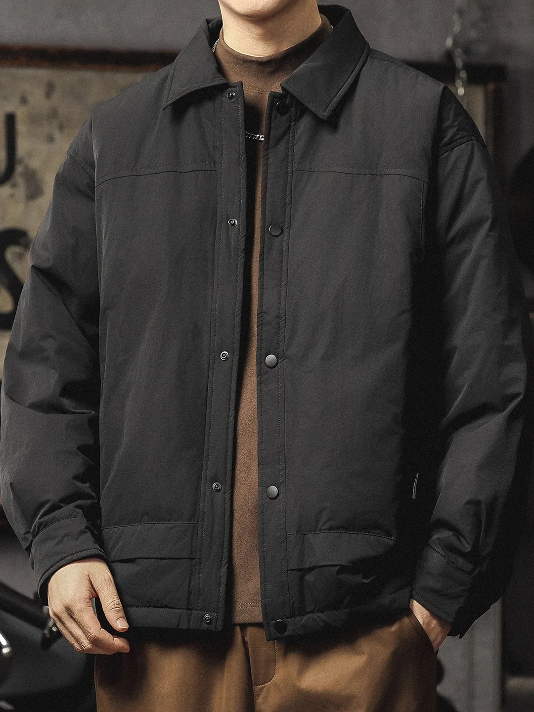 

Легкая мужская зимняя куртка-пуховик свободного кроя с воротником-стойкой, молодежная, модная, повседневная, с длинными рукавами, на молнии