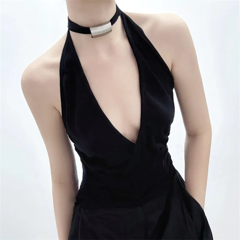 

Talenza Black Backless Top Women Summer Sexy Lace-Up Sleeveless Camis Top Hot Girl Party Club Y2K Streetwear Top Female Outfits