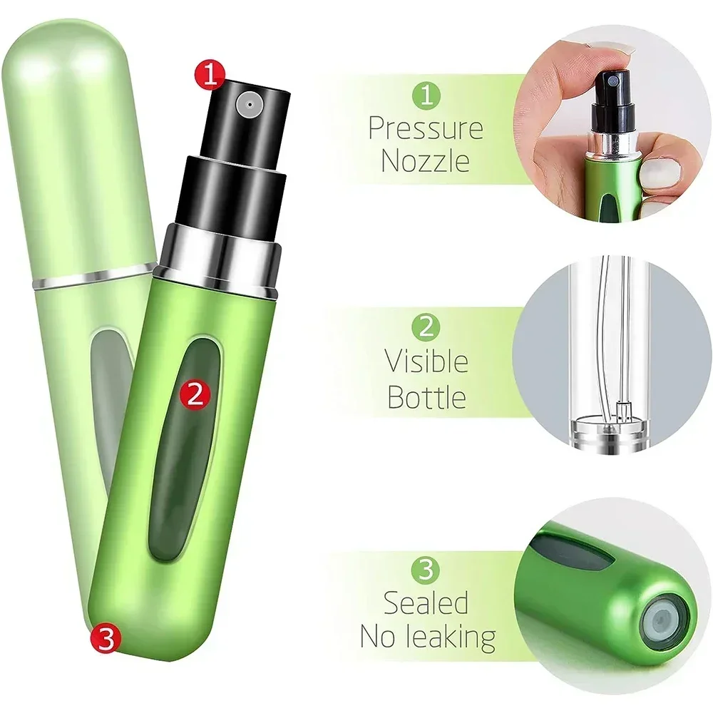 10PCS 5ml Mini Bottom-Filling Pump Perfume Refillable Spray Bottle Empty Atomizer Container Dispensing Portable Travel