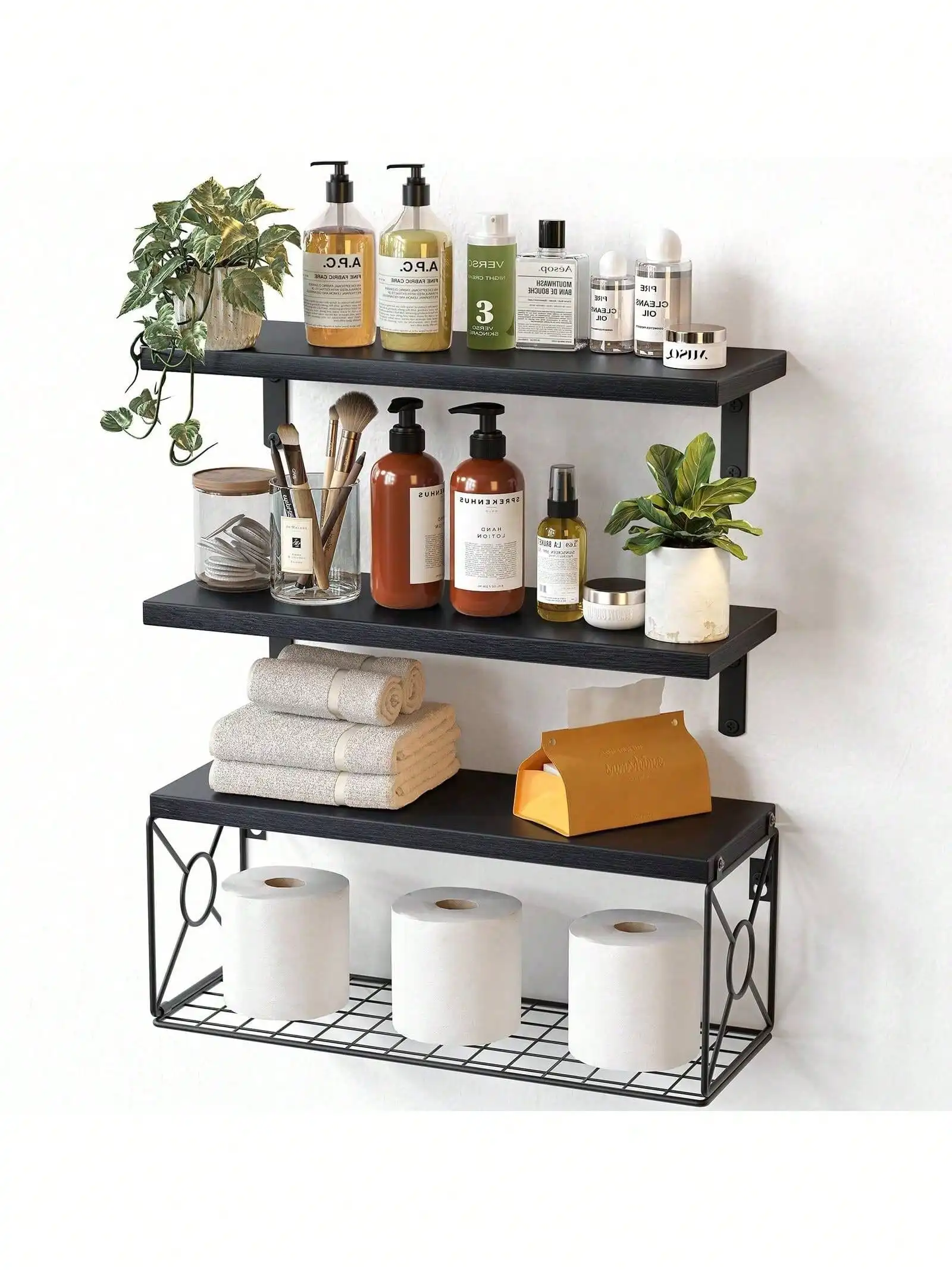 

Bathroom Floating Shelves For Wall Mounted Shelf Over Toilet Farmhouse Home Decor Display Shelving Small 16 Inch.