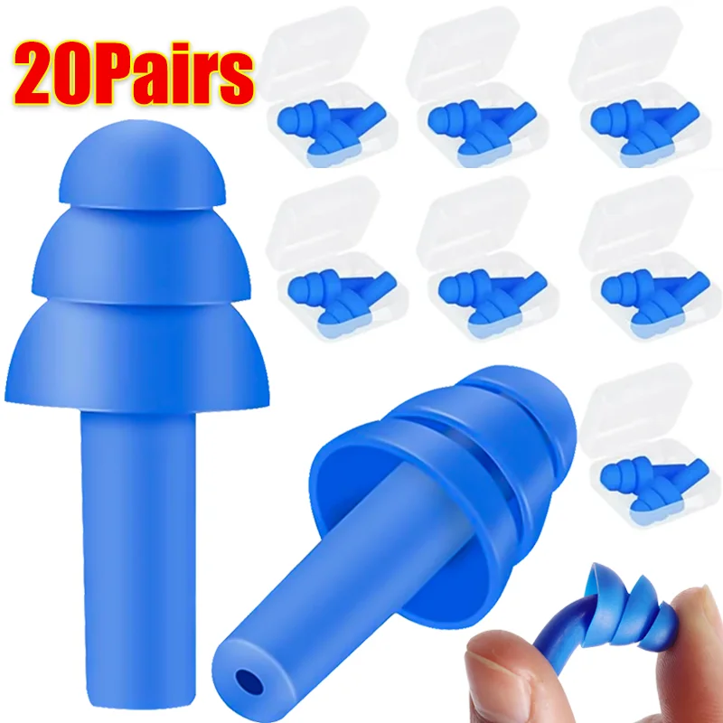 20/1Pairs Soft Silicone Ear Plugs For Swimming Sleeping Waterproof Noise Reduction Reusable Ear Plugs Hearing Protector With Box