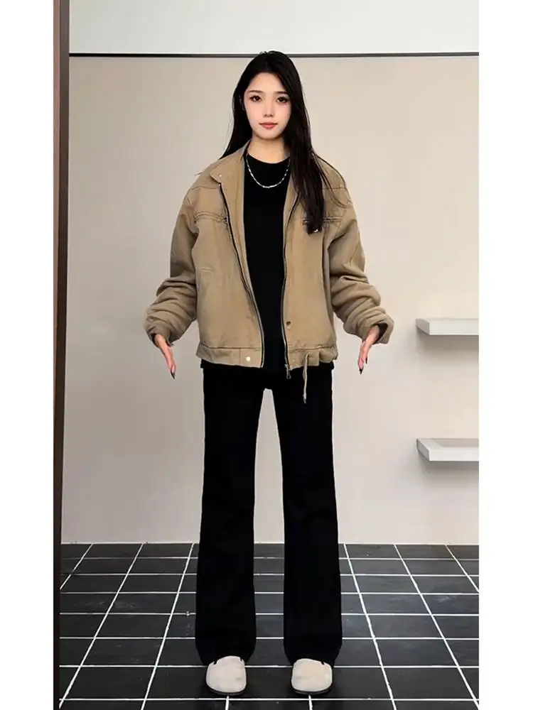 

Bla Cleanfit Knife Flared Jeans Men's Autumn Winter Fce Lined Slim Straight Leg American Vibe High Street Sle