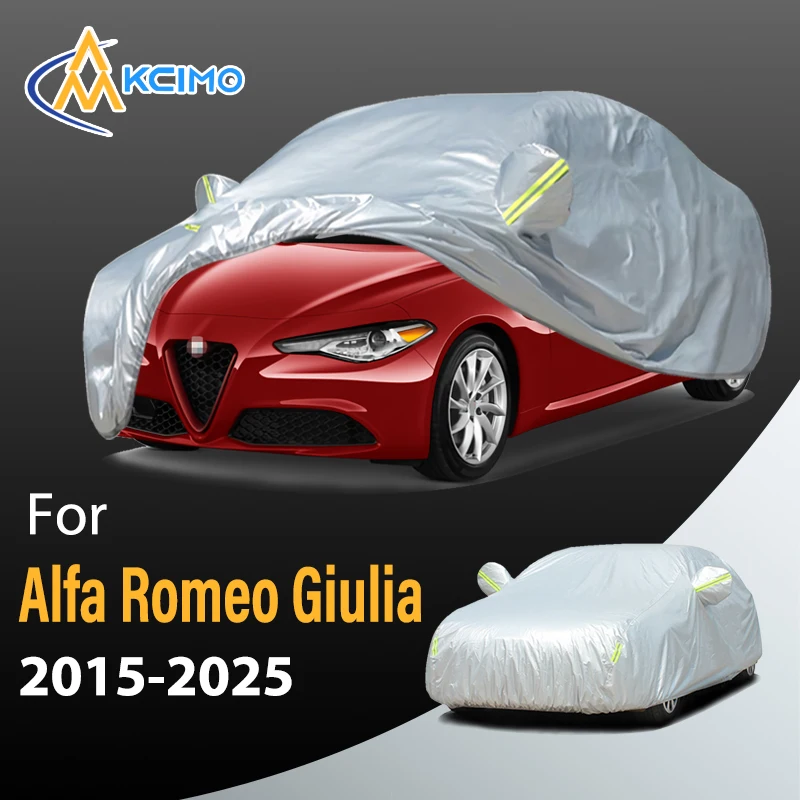 For Alfa Romeo Giulia 2015-2025 Car Covers 190T Sun Outdoor Sunscreen Heat Sun UV Protection Falling Leaves And Dust Car Styling