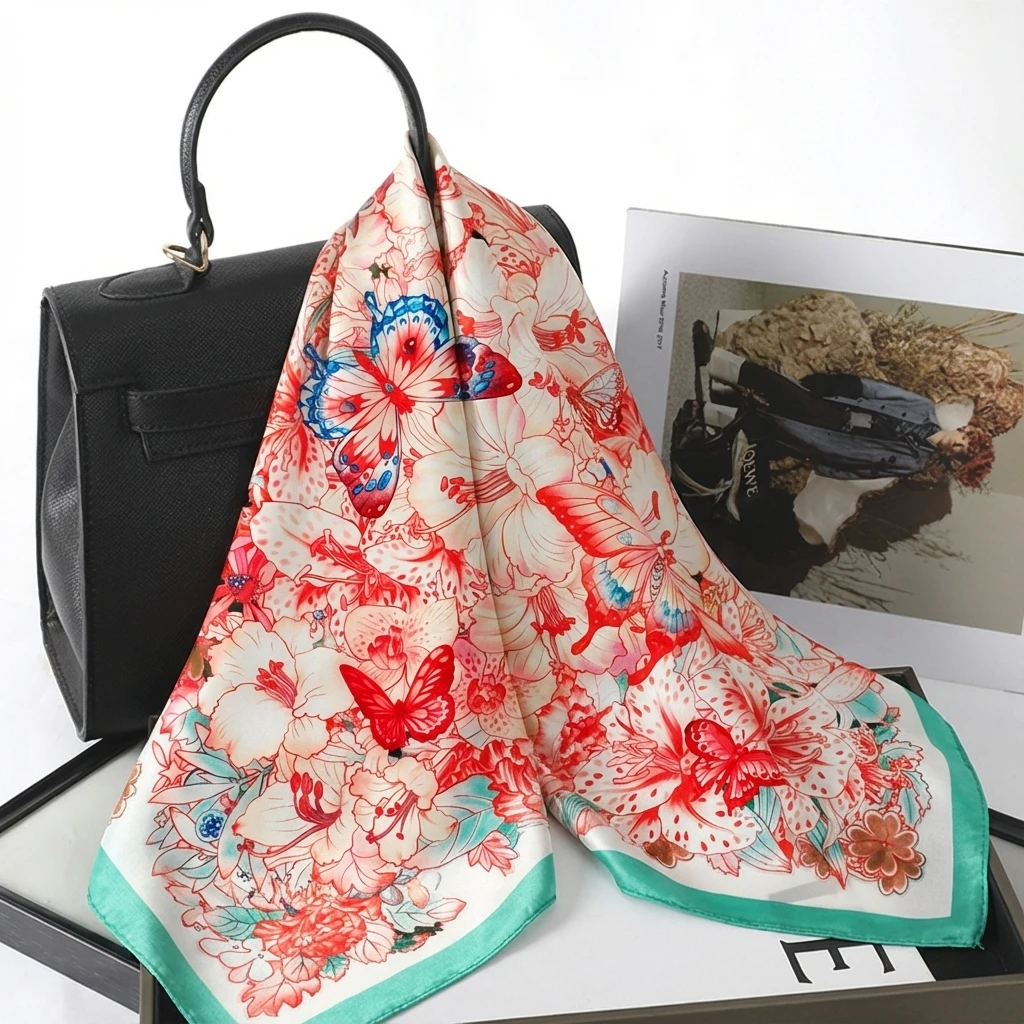 

Новый роскошный брендовый атласный квадратный шарф с принтом ленты для волос модный шарф для женщин шейный платок бандана однотонная шаль повязка на голову