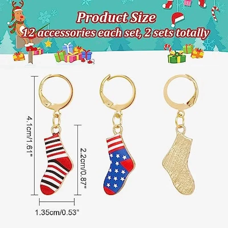 12 Pcs Socks Stitch Markers Enamel Alloy Crochet Stitch Marker Charms Removable Locking Stitch Marker