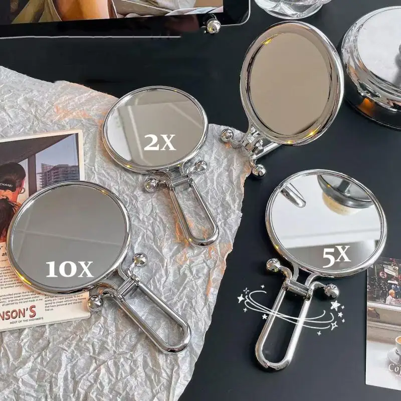 2x/5x/10x أداة ماكياج التكبير مرآة قابلة للطي على الوجهين مرآة محمولة 360 °   طاولة مرآة محمولة للدوران