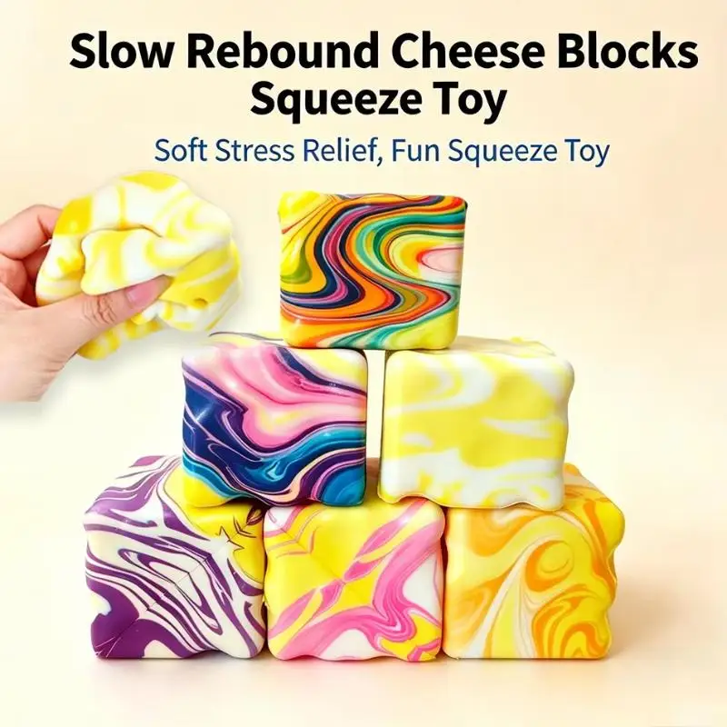 Soft Simulated Cheese Sensory Stress Relief Toy Stretchable Soft Ice Slow Rebound Random Color