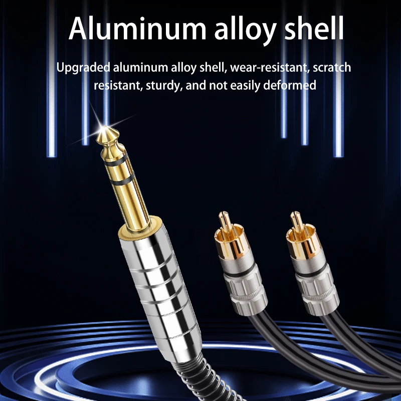 Jack 3.5 to 2 RCA Aux Cable 6.5mm Jack to 2RCA Male Splitter Audio Wire for TV PC Amplifier Home Theater Theater DVD AUX Speaker