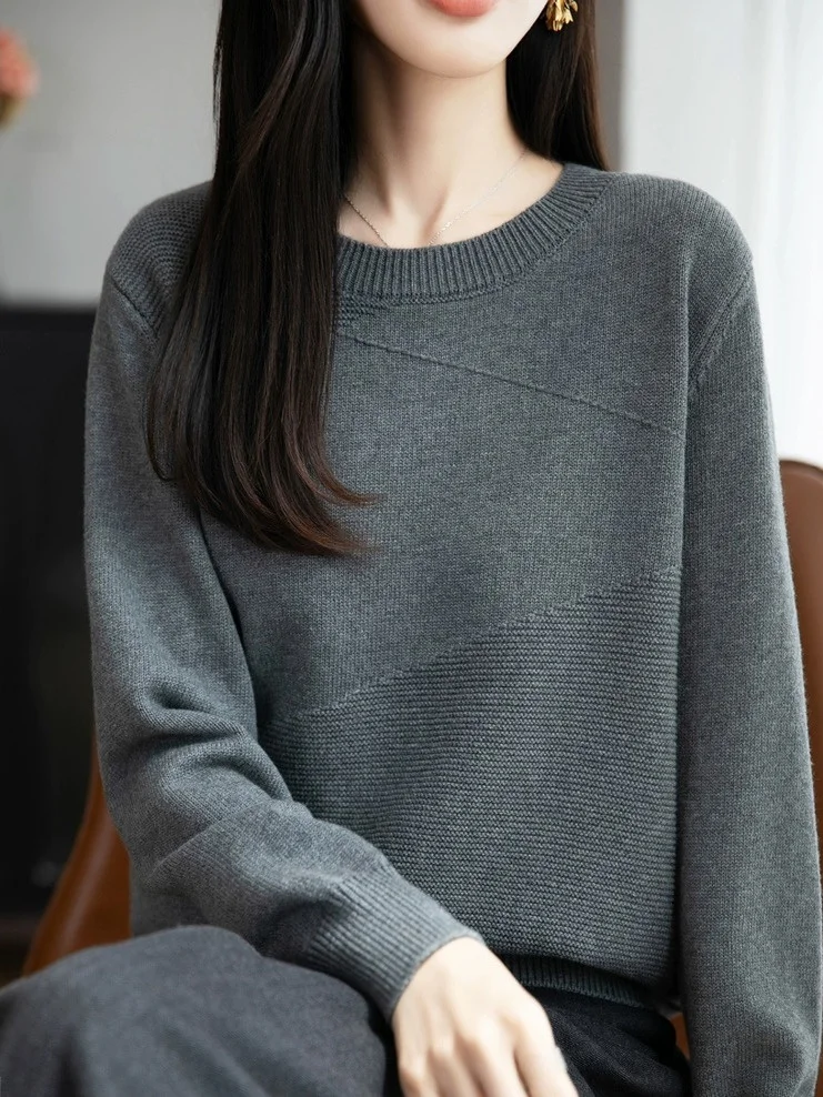 

Ay Thiened Хлопковый вязаный свитер Женская внутренняя одежда Повседневная одежда круглый Ne Long Sve Теплый топ Quali Premium Europea...