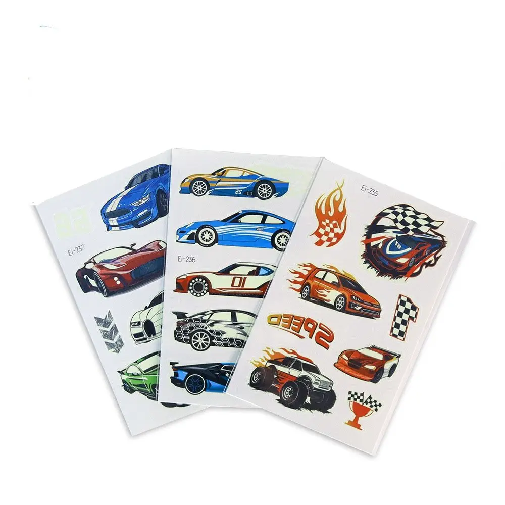 4 Sheets Glow In The Dark Luminous Tattoo Stickers Cool Racing Motorcycle Waterproof Race Car Temporary Tattoo Fake Tattoo