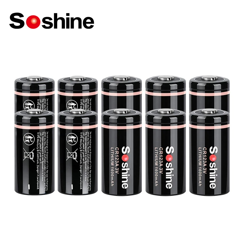 Soshine 3V 1600mAh Lithium Battery 3 Volt CR123A Batteries Non-Rechargeable Battery for Digital Camera Wireless Mouse Calculator