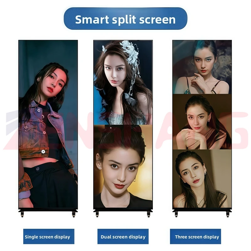 Display per poster con schermo LED pubblicitario intelligente portatile per interni P2.5 progettato in Cina all'ingrosso per centri commerciali Atemid