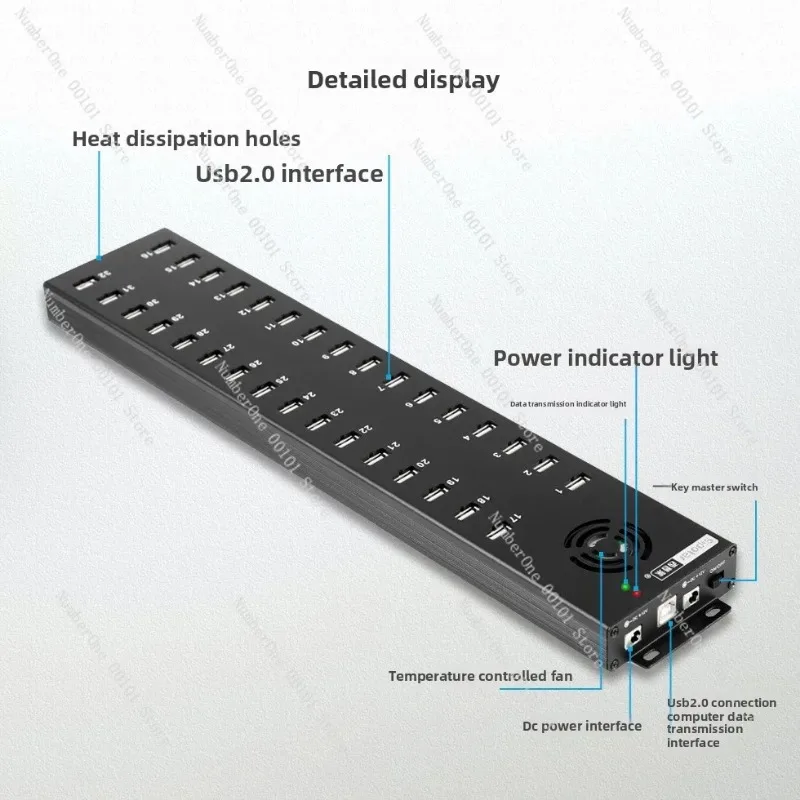 A-832 32 Port USB 2.0 Hub, Multi Splitter for Mobile Gaming Studio, Data Transfer & Charging for Phone Sync