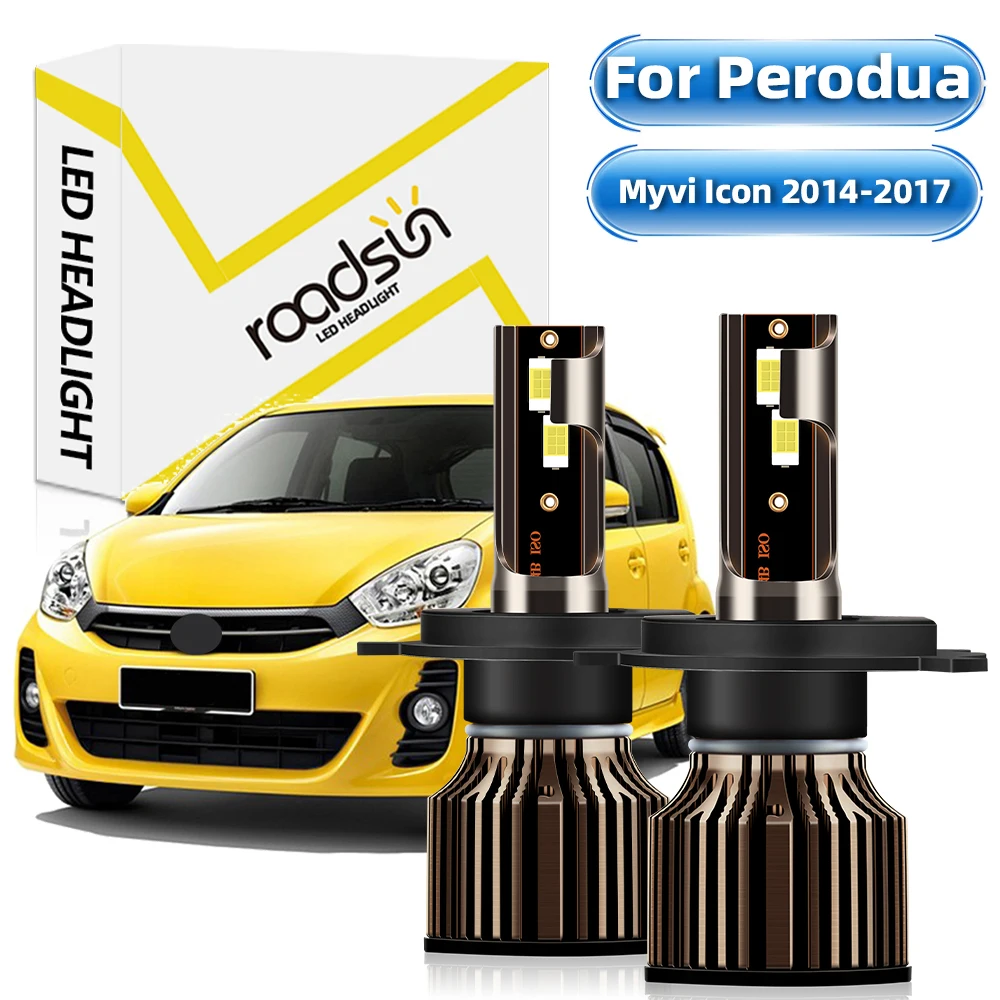 【For Perodua Myvi Icon 2014-2017】Headlight Bulbs H4 Hi-Lo Beam lamp 6000K White Light 23000LM 400% Super Bright Plug And Play