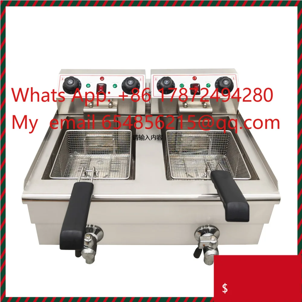 

PZ102V Commercial Deep Fryer, Dual Tank Electric Countertop Fryer with Basket, Double Stainless Steel Oil Fryer